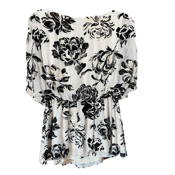 Alice + Olivia Silk Velvet Floral Peplum Blouse - Picture 2 of 10